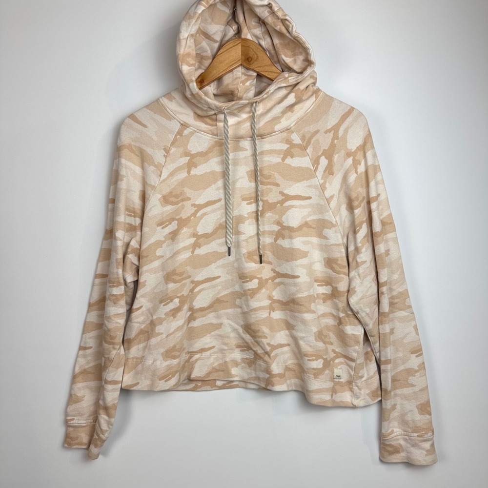 Vuori Womens Beach Hoodie Bisque Camo Sweatshirt‎ Pullover Organic Cotton Small